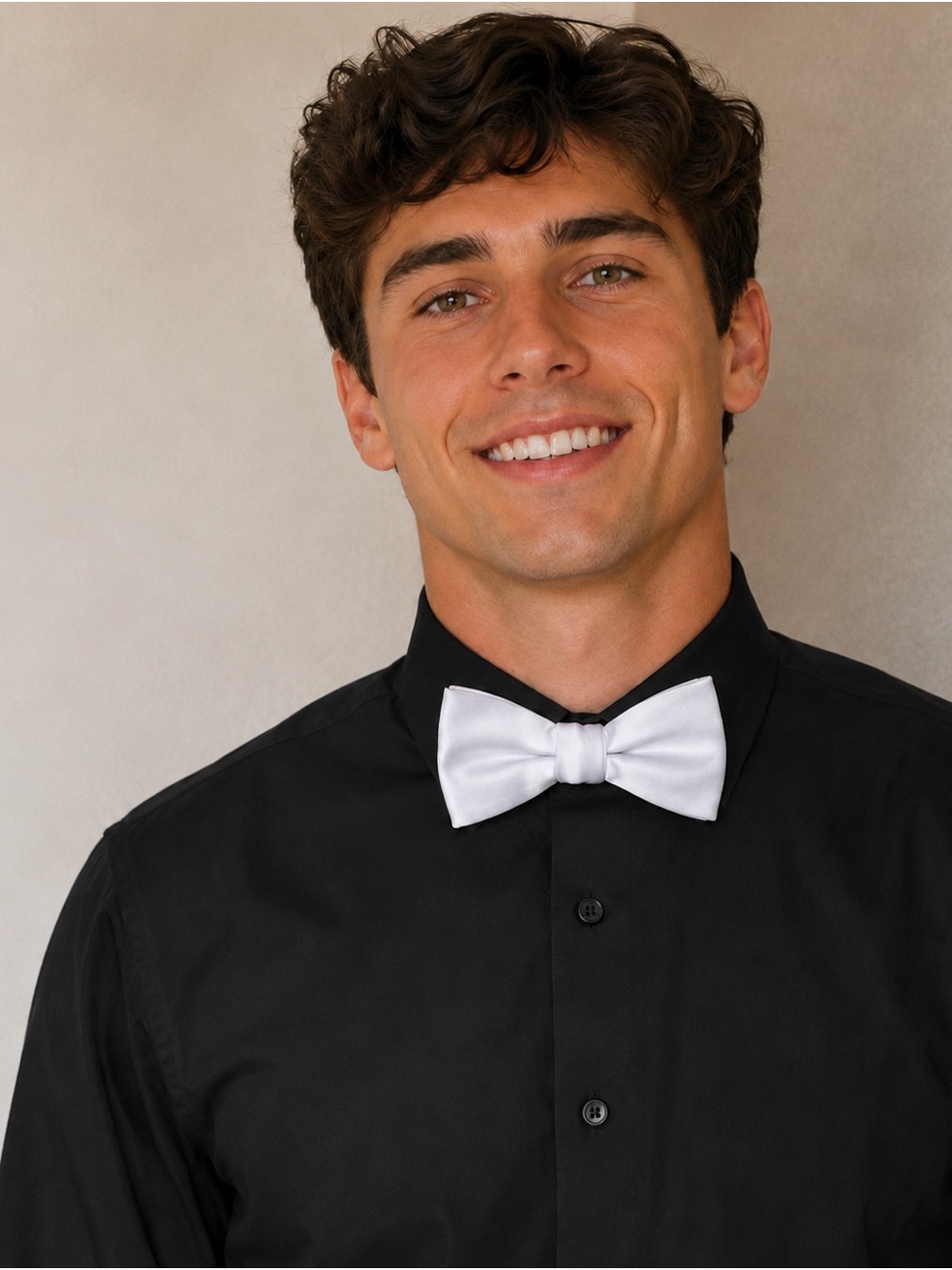 Bespoke White Satin Pre-Tied Bow Tie NWT Formal Wedding Prom